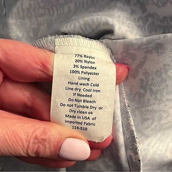 Sara Campbell Paisley Tie Front Shirt Dress Women’s Size L Blue White Preppy USA - Picture 8 of 8